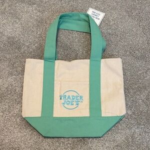 Trader Joe’s Mint & Cream Mini Canvas Tote Bag